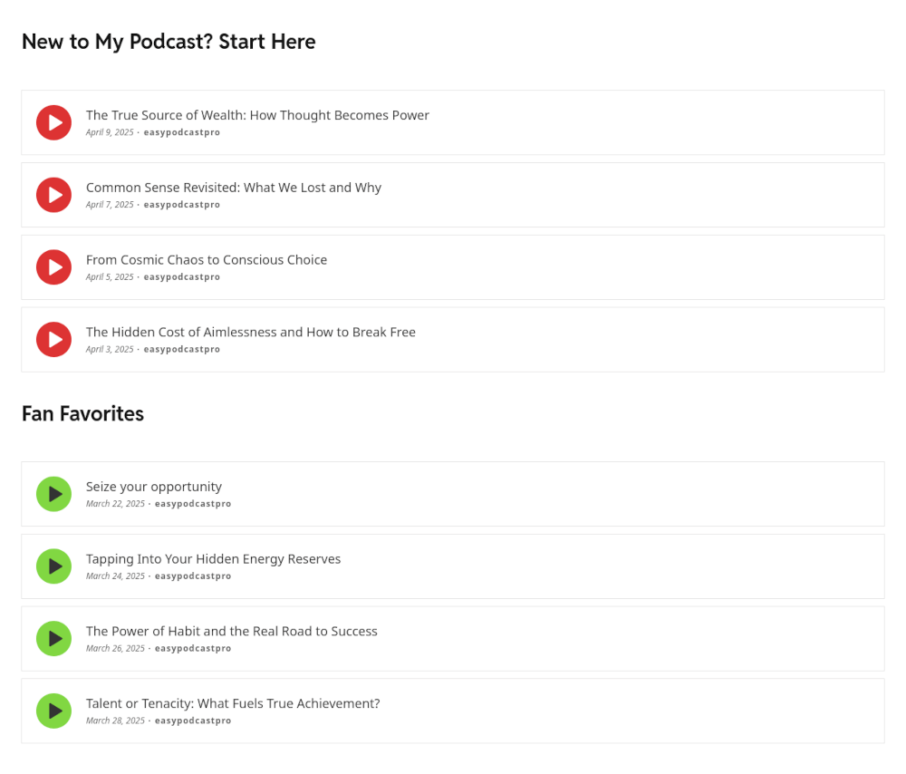curated podcast player
